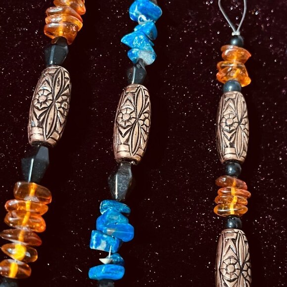 Handcrafted Genuine Stone Ornaments Lapis, Tiger Eye, Amethyst, Amber, Malachite - Picture 6 of 8